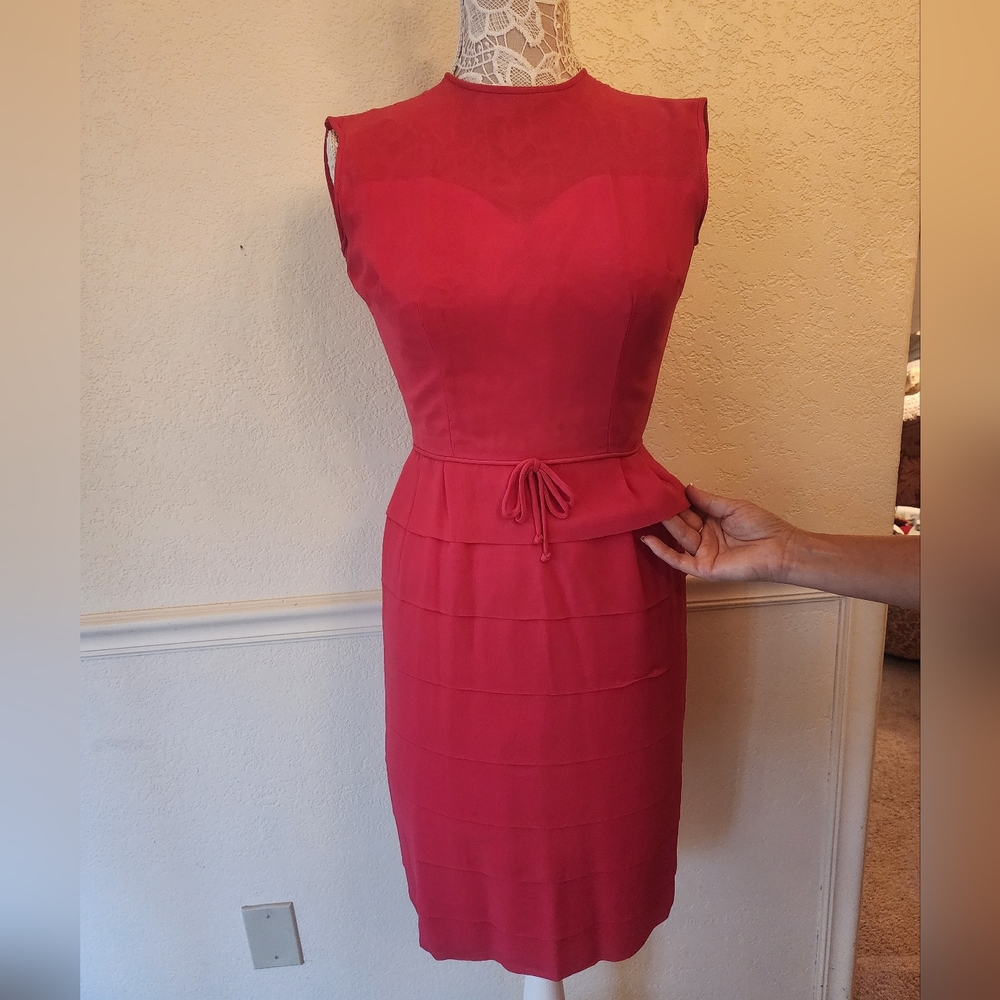 Vintage tiered pink dress with cute little bow